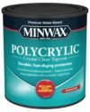 1 Quart can of Minwax Polycrylic Water-Based Protective Finish in Crystal Clear Gloss sheen (Part #65555444).