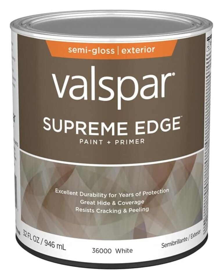 1 Quart can of Valspar Supreme Edge Exterior Paint & Primer in Semi-Gloss White Base (Part #36000).